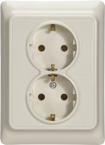 Фото Legrand Kaptika 782143 Розетка двойная (16 А, в сборе, з/к, скрытая установка, слоновая кость)