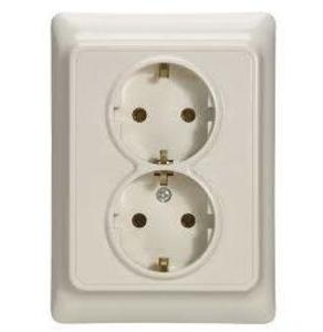 Фото Legrand Kaptika 782153 Розетка двойная (16 А, в сборе, з/к, шторки, скрытая установка, слоновая кость)