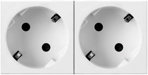 Фото Legrand Mosaic 077252 Розетка двойная с заземляющим контактом (16 А, 45°, под рамку, белая)