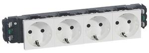 Фото Legrand Mosaic 077404 Розетка четверная с заземляющим контактом (16 А, под рамку, шторки, белая)