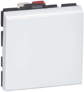 Фото Legrand Mosaic 078715 Выключатель кнопочный антибактериальный (6 А, 2 модуля, под рамку, с/у, белый)