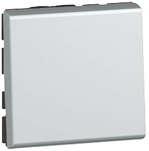 Фото Legrand Mosaic 079240 Выключатель кнопочный (6 А, 2 модуля, под рамку, с/у, алюминий)