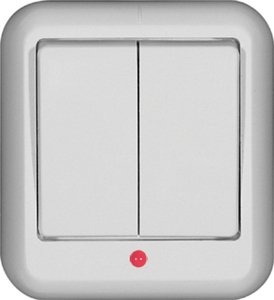 Фото Schneider Electric Прима A56-007I-BI Выключатель двухклавишный (6 А, индикация, IP20, в сборе, открытая установка, белый)