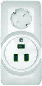 Фото Schneider Electric Прима RA32-211R-B Розетка двойная с заземляющим контактом (32 А, IP20, в сборе, открытая установка, шторки, белая)