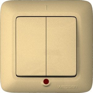 Фото Schneider Electric Прима S56-039-S Выключатель двухклавишный (6 А, индикация, IP20, в сборе, скрытая установка, белый)