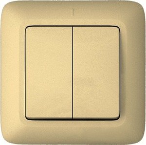 Фото Schneider Electric Прима S56-043-S Выключатель двухклавишный (6 А, IP20, в сборе, скрытая установка, слоновая кость)