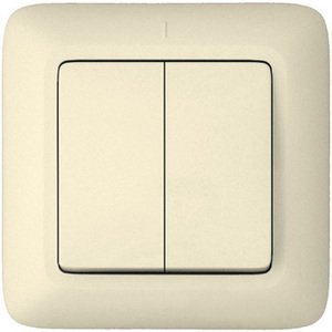 Фото Schneider Electric Прима S56-043-SI Выключатель двухклавишный (6 А, IP20, в сборе, скрытая установка, слоновая кость)