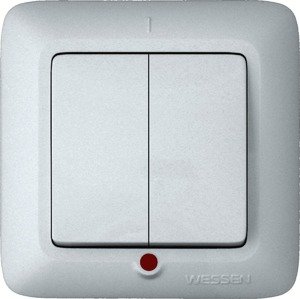 Фото Schneider Electric Прима VS5U-217-B Выключатель двухклавишный (10 А, индикация, IP20, в сборе, скрытая установка, слоновая кость)