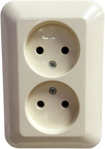 Фото Schneider Electric Прима RS16-211-S Розетка двойная (16 А, IP20, в сборе, скрытая установка, слоновая кость)