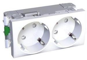 Фото Schneider Electric Altira ALB44252 Розетка двойная с заземляющим контактом (16 А, IP20, под рамку, скрытая установка, шторки, белая)