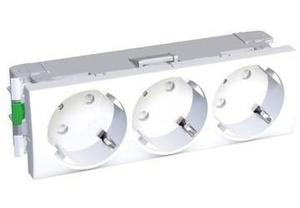 Фото Schneider Electric Altira ALB44262 Розетка тройная с заземляющим контактом (16 А, IP20, под рамку, скрытая установка, шторки, белая)