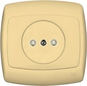 Фото Schneider Electric Рондо RS10-122-SI Розетка одинарная (10 А, IP20, в сборе, скрытая установка, шторки, слоновая кость)