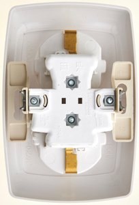 Фото Schneider Electric Рондо RS16-225-BI Розетка двойная (16 А, IP20, в сборе, скрытая установка, шторки, белая)