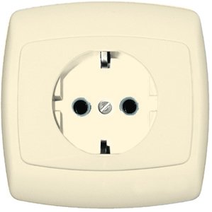 Фото Schneider Electric Рондо RS16-264-SI Розетка двойная с заземляющим контактом (16 А, IP20, в сборе, скрытая установка, слоновая кость)