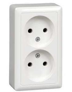 Фото Schneider Electric Хит RA16-237I-B Розетка двойная (16 А, IP20, в сборе, открытая установка, белая)
