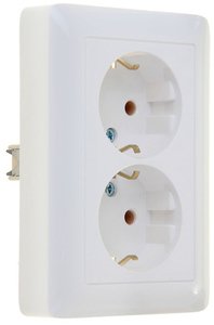 Фото Schneider Electric Хит RS16-236-B Розетка двойная с заземляющим контактом (16 А, IP20, в сборе, скрытая установка, белая)
