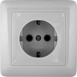 Фото Schneider Electric Хит RS16-134-B Розетка одинарная с заземляющим контактом (16 А, IP20, в сборе, скрытая установка, белая)