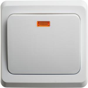 Фото Schneider Electric Этюд BC10-007B Переключатель одноклавишный (10 А, подсветка, в сборе, с/у, белый)