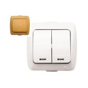 Фото ABB Alsu 504-010700-203 Выключатель двухклавишный (10 А, в сборе, подсветка, о/у, бук)