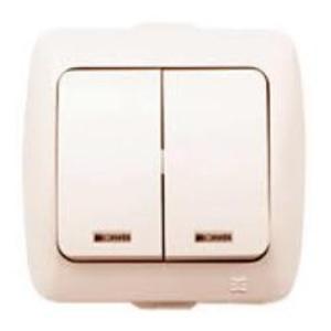 Фото ABB Alsu 504-010300-203 Выключатель двухклавишный (10 А, подсветка, в сборе, скрытая установка, кремовый)