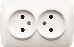 Фото ABB Alsu 504-010300-907 Розетка двойная (10 А, в сборе, о/у, з/к, кремовый)