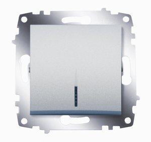 Фото ABB Cosmo 619-011000-201 Выключатель одноклавишный (10 А, под рамку, подсветка, с/у, алюминий)