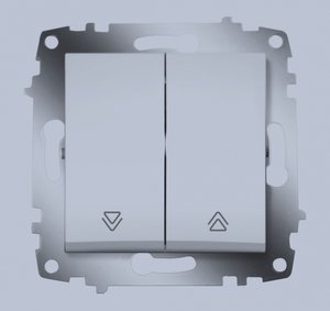Фото ABB Cosmo 619-011000-216 Выключатель жалюзи двухклавишный (10 А, без фиксации, под рамку, с/у, алюминий)