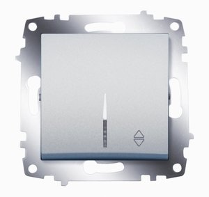 Фото ABB Cosmo 619-011000-210 Переключатель одноклавишный (10 А, подсветка, под рамку, с/у, алюминий)