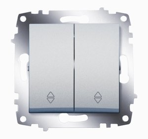 Фото ABB Cosmo 619-011000-211 Переключатель двухклавишный (10 А, под рамку, с/у, алюминий)