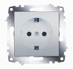 Фото ABB Cosmo 619-011000-243 Розетка (16 А, под рамку, шторки, с/у, з/к, алюминий)