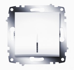Фото ABB Cosmo 619-010200-201 Выключатель одноклавишный (10 А, под рамку, подсветка, с/у, белый)