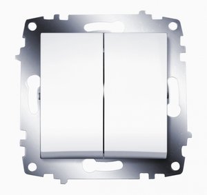 Фото ABB Cosmo 619-010200-202 Выключатель двухклавишный (10 А, под рамку, с/у, белый)
