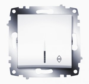 Фото ABB Cosmo 619-010200-210 Переключатель двухклавишный (10 А, подсветка, под рамку, с/у, белый)