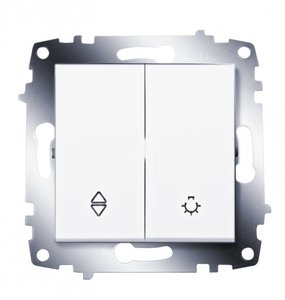 Фото ABB Cosmo 619-010200-281 Переключатель двухклавишный (10 А, под рамку, с/у, белый)