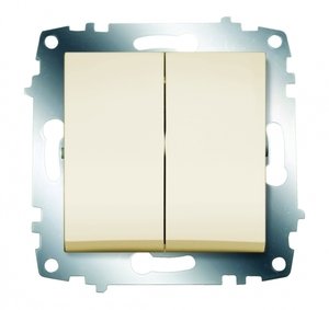 Фото ABB Cosmo 619-010300-202 Выключатель двухклавишный (10 А, под рамку, с/у, кремовый)