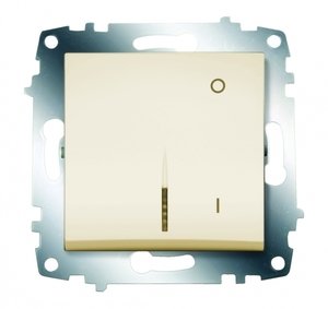 Фото ABB Cosmo 619-010300-236 Выключатель одноклавишный (10 А, под рамку, подсветка, с/у, кремовый)