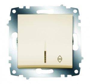 Фото ABB Cosmo 619-010300-210 Переключатель одноклавишный (10 А, подсветка, под рамку, с/у, кремовый)