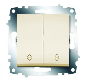 Фото ABB Cosmo 619-010300-211 Переключатель двухклавишный (10 А, под рамку, с/у, кремовый)