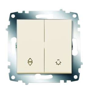 Фото ABB Cosmo 619-010300-281 Переключатель двухклавишный (10 А, под рамку, с/у, кремовый)