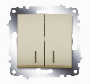 Фото ABB Cosmo 619-011400-203 Выключатель двухклавишный (10 А, под рамку, подсветка, с/у, титан)