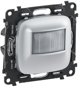 Фото Legrand Valena Allure 752970 Датчик движения без нейтрали (250 Вт, 180°, под рамку, скрытая установка, алюминий)