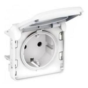 Фото Legrand Plexo 069639 Розетка с заземляющим контактом (16 А, IP55, под рамку, винт. зажимы, скрытая установка, крышка, белая)