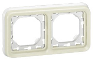 Фото Legrand Plexo 069694 Рамка-суппорт 2-постовая (IP55, горизонтальная, белая)