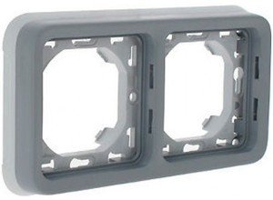 Фото Legrand Plexo 069683 Рамка-суппорт 2-постовая (IP55, горизонтальная, серая)