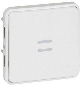 Фото Legrand Plexo Artic 070732 Выключатель однокнопочный (10 А, IP55, под рамку, подсветка, скрытая установка, белый)