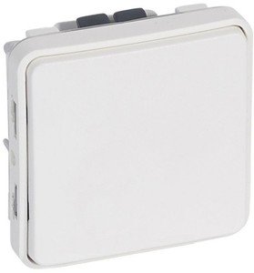 Фото Legrand Plexo Artic 070730 Выключатель однокнопочный (10 А, IP55, под рамку, скрытая установка, белый)