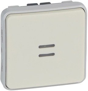Фото Legrand Plexo 069613 Переключатель однополюсный проходной (10 А, подсветка, под рамку, с/у, белый)