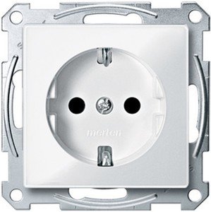 Фото Schneider Electric Merten M-Trend MTN2300-1319 Розетка с заземляющим контактом (16 А, под рамку, шторки, скрытая установка, белая)