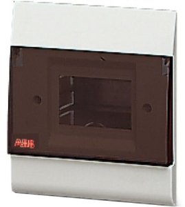 Фото ABB 1SL2024A00 Estetica Бокс встраиваемый белый 4мод. с дымчатой гориз. дв. IP 40