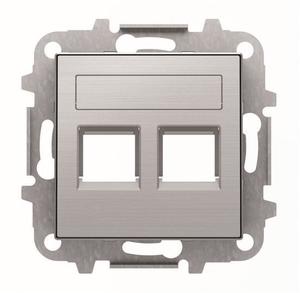 Фото ABB Sky Niessen 2CLA851820A1401 Крышка с суппортом розетки компьютерной/телефонной (2хRJ45/RJ12, нержавеющая сталь)